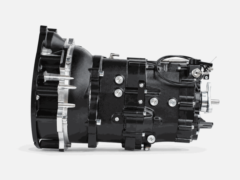 GearMotive NG-SEQ-5 sequential gearbox viewed from the side